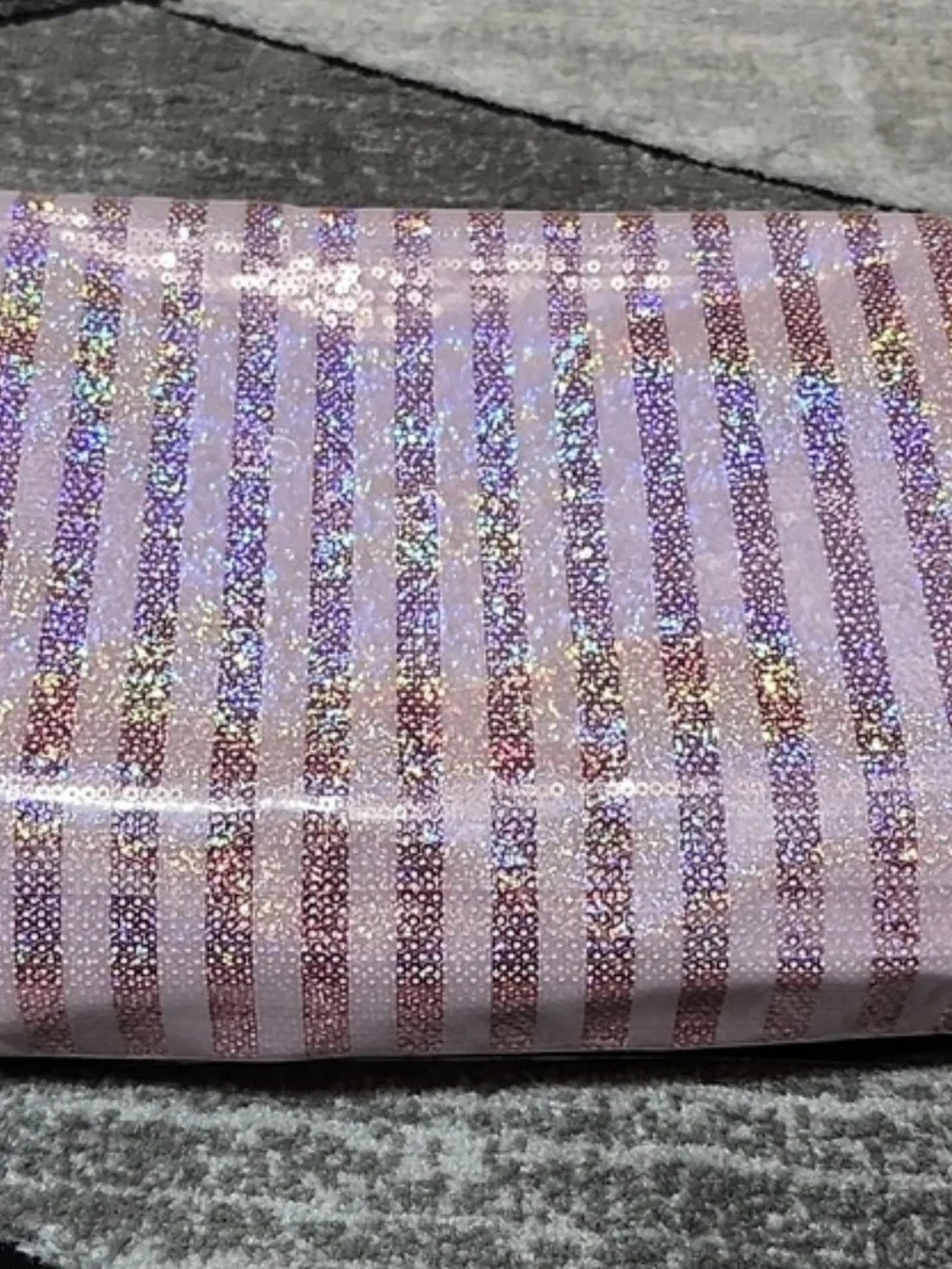 Victoria's Secret Pink Sequin Stripe Cosmetic Case